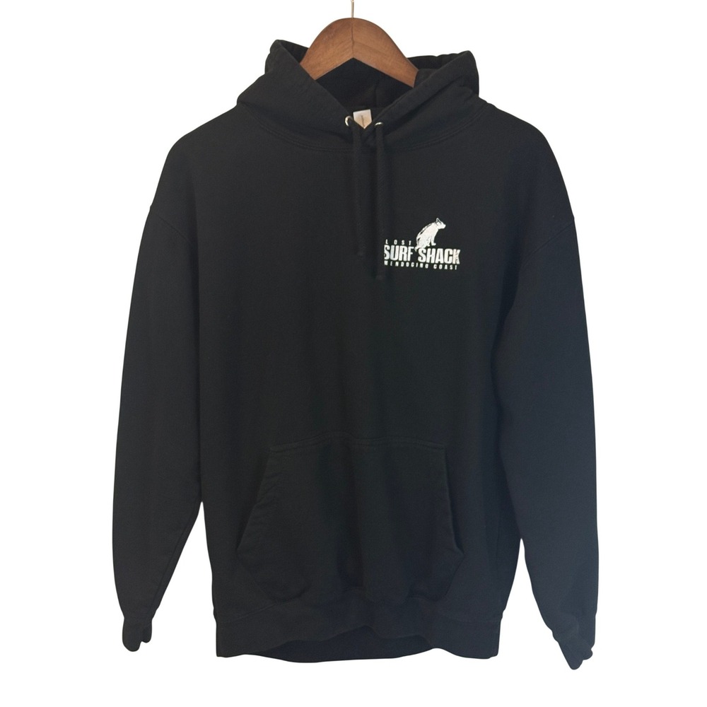 LOST Surf Shack Mendocino Coast Black Long Sleeve Summer Theme Hoodie Size Large